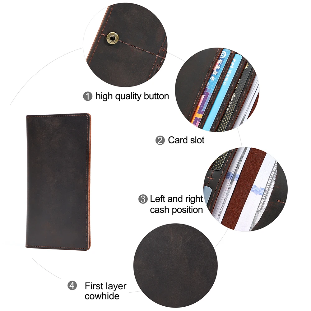 New Wallets Men's Coin purses Business Casual Long Clutches Leather Money clip male Card holder bag High capacity 6
