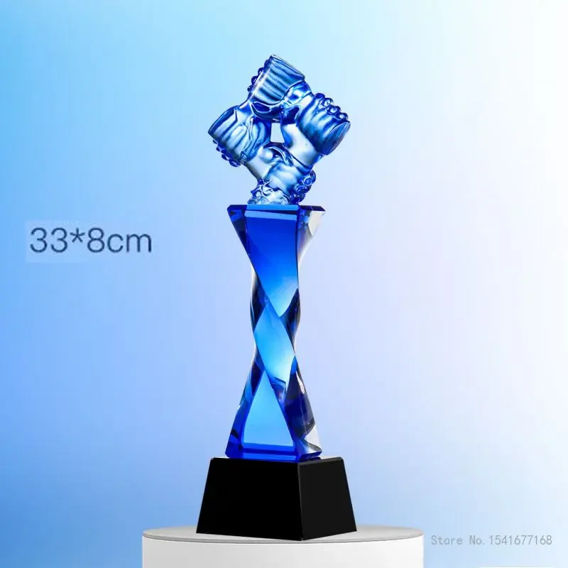 Customized Pentagram Crystal Trophy, Creative Color, Lettering Excellent Staff's Anniversary Award Commemorative Home Decor, 1Pc