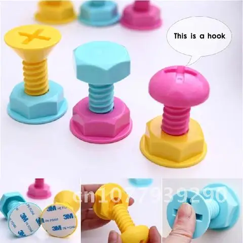 

Simply equipped super screw hanger/adhesive hook/mini screw wall hook in candy colors painted creative homeware