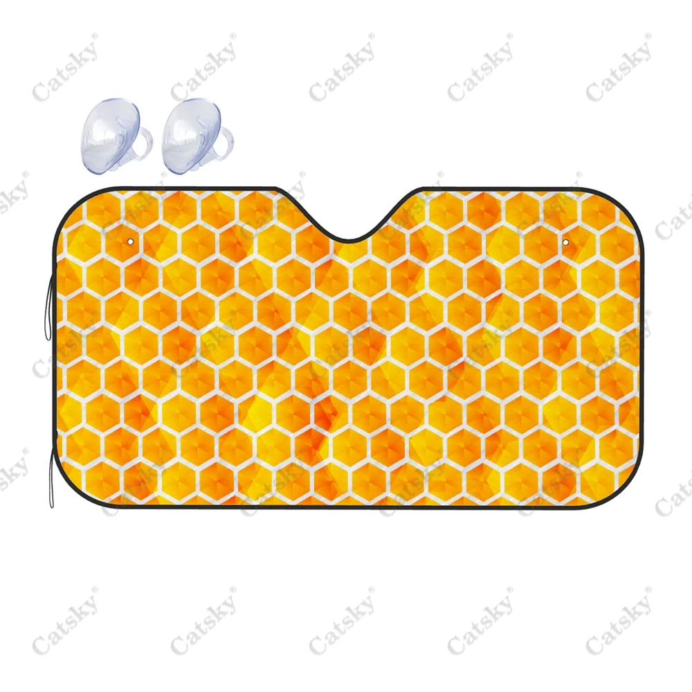

Yellow Honeycomb Print Car Auto Accessories Windshield Sunshade Foldable Sunvisor Protect UV Sunshade Visor Shield for SUV Cool