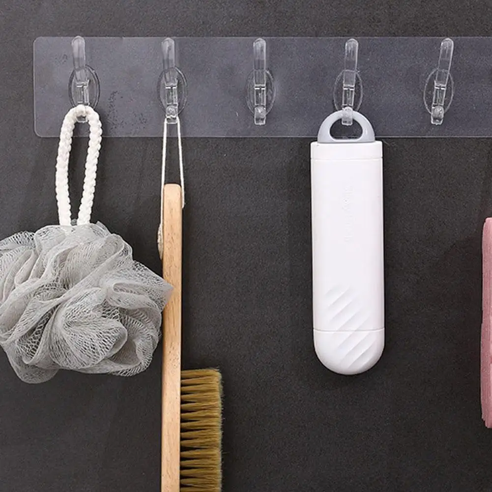 

Transparent Wall-mounted Hook Free Punch Strong Self Adhesive Hook Kitchen Bathroom Row Hooks Multifunctional Kitchen Rag Hook
