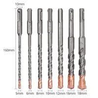 Jeu de forets à percussion SDS Plus, 7 pièces, 4 cannelures, 5 6 8 10 12 14 16 18mm 160 200mm pour bloc de brique en béton, maçonnerie en pierre et granit 2