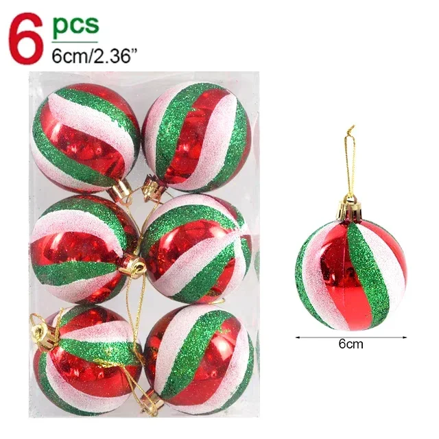 thumbnail image 1 of 6/30 piezas de bolas de colores navideños con purpurina para colgar en el árbol de Navidad, adornos para el hogar, decoraciones para fiestas de Año Nuevo, 1 of 5