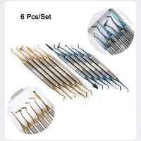 ELIJAH 6Pcs/Kit Orthodontic Composite Resin Filling Spatula Restoration Tool Titanium Plated Head Resin Filler Set Thick Handle 2