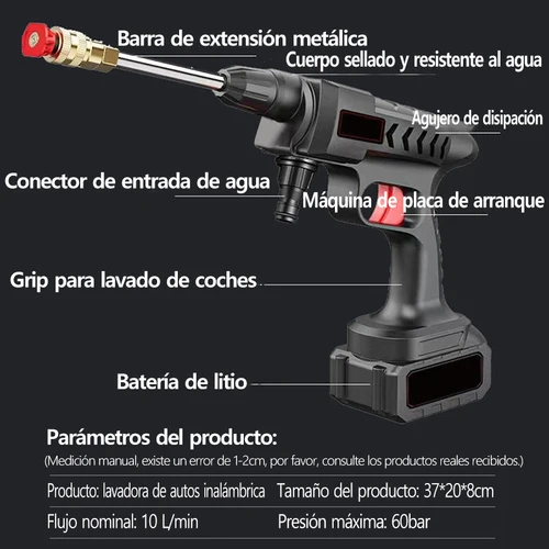 무선 고압 세차 물총, 300W 60Bar, 20000mAh, 21V 마키타 배터리용 휴대용 세차기 5