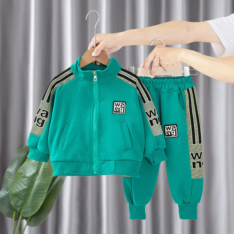 

Boys Sportswear Suit Spring Autumn Children's Fashion Splicing Zipper Jacket Casual Pants 2 Pieces Set Infant Outwear 1-10Y
