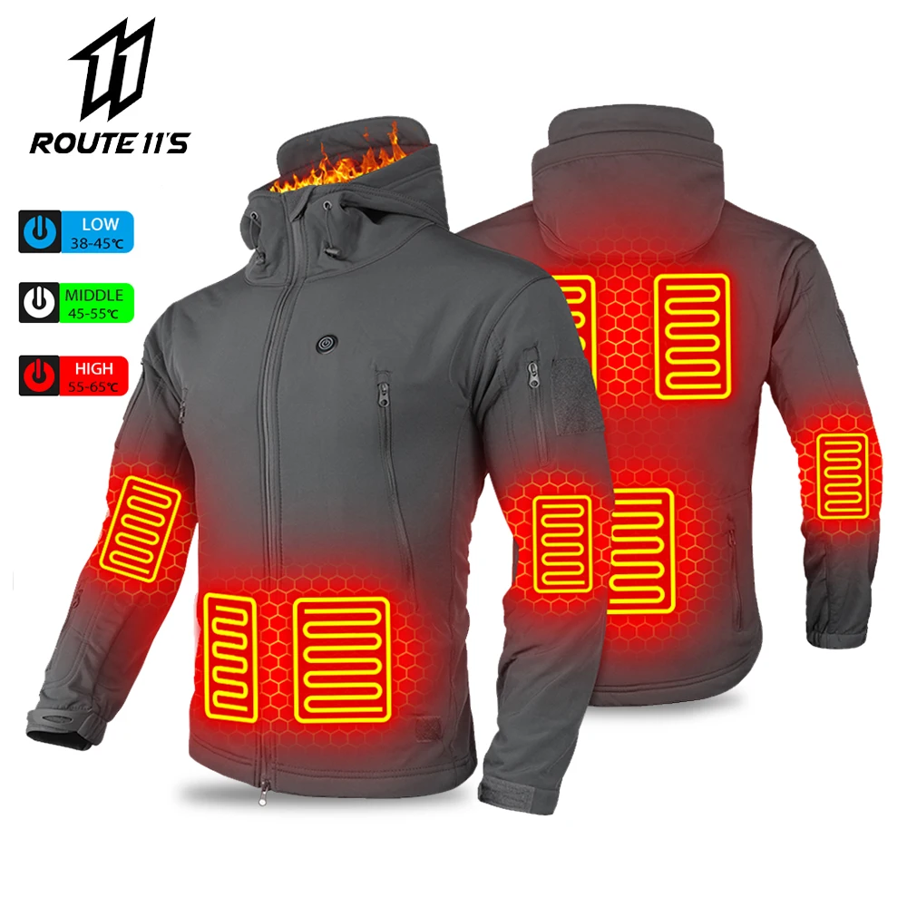 Winter Heated Jacket Motorcycle Men Heated Jacket Skiing Windproof Hiking Keep Warm Bottom Fishing Clothes USB Electric Heating