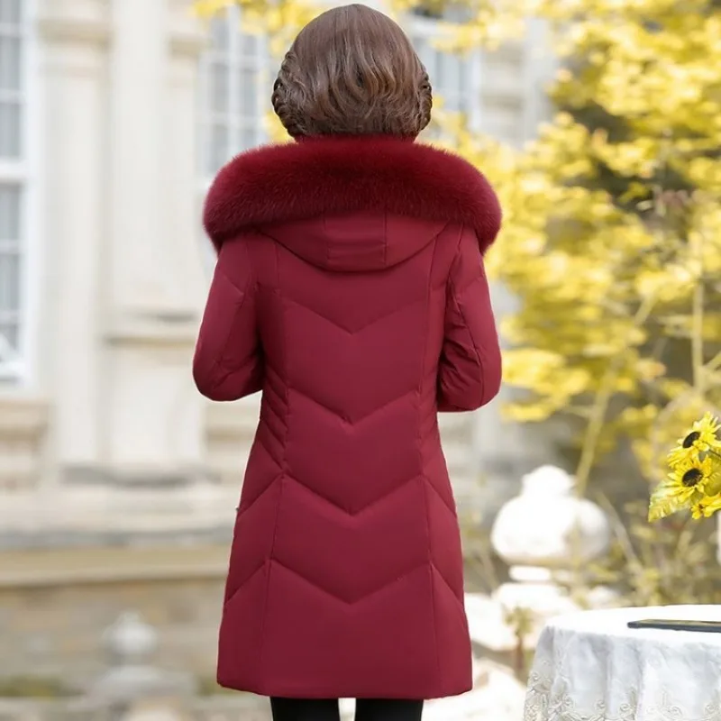 2023 New Women Down Jacket Winter Coat Female Mid Length Version Hooded Parkas Warm Thick Outwear Fashion Loose Overcoat XL-6XL