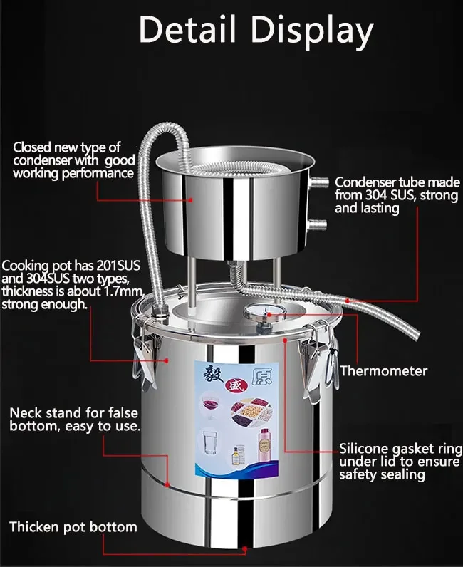 New Arrival 10L DIY Moonshine Still Distiller With Circulating Pump Wine Brandy Essential Oil Brewing Kit Whisky Distillery
