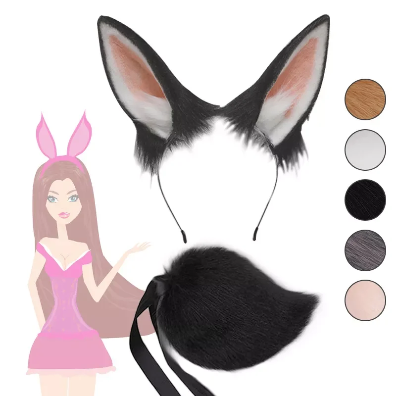 

Ears Realistic Furry Headband Plush Animal Tail Cosplay Props Women Carnival Party Fancy Dress Halloween Costume Accessory