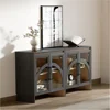 2PCS Sideboards with, Glass Door, Adjustable Shelf, Modern Accent Cabinet, Modern Accent Storage Cabinet, Arched Sideboards 1