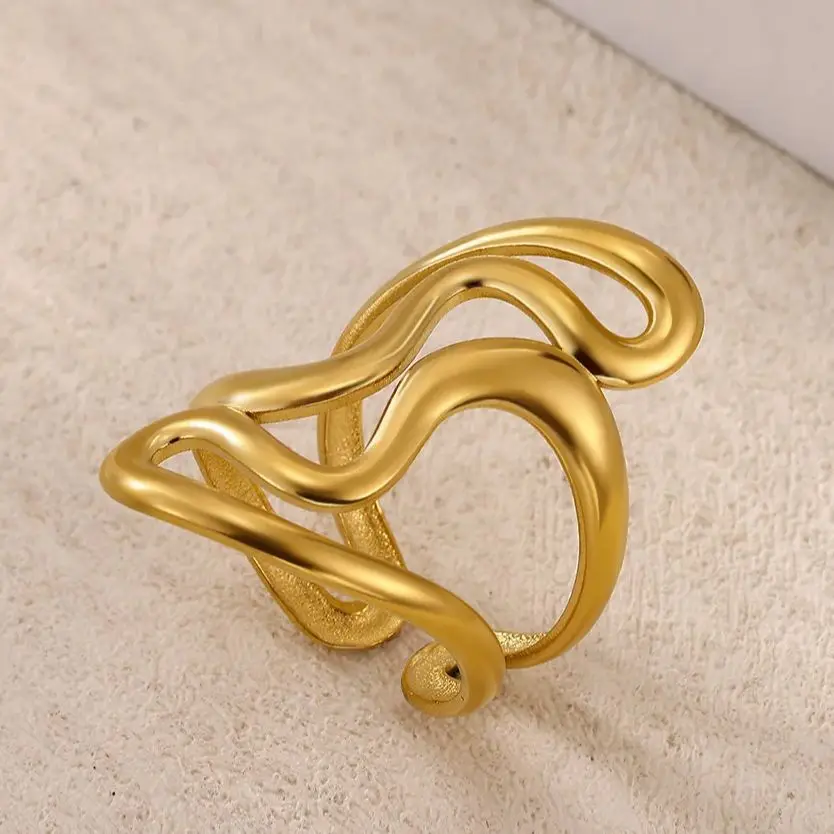 Irregular Geometric Rings for Women Gold Stainless Steel