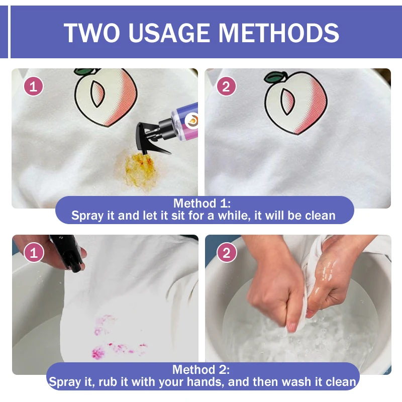 200ML Fruits Stain Remover Clothes Baby Specific Fruits Cleaner Mild Formula No Harm Fabric Washing JB XPCS H3
