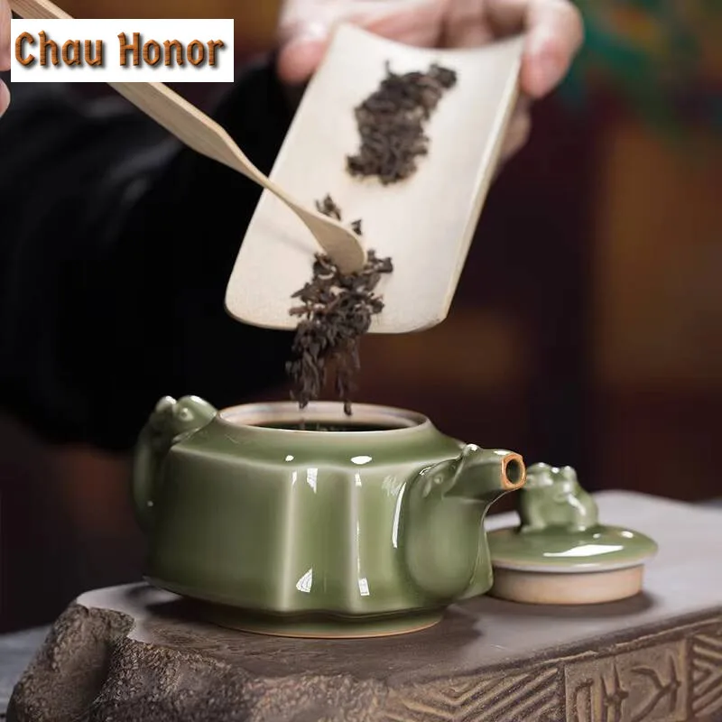 200ml Boutique Longquan Celadon Yue Kiln Antique Teapot Handmade Household Kungfu Teaset Tea Ceremony Accessories Drinkware Gift