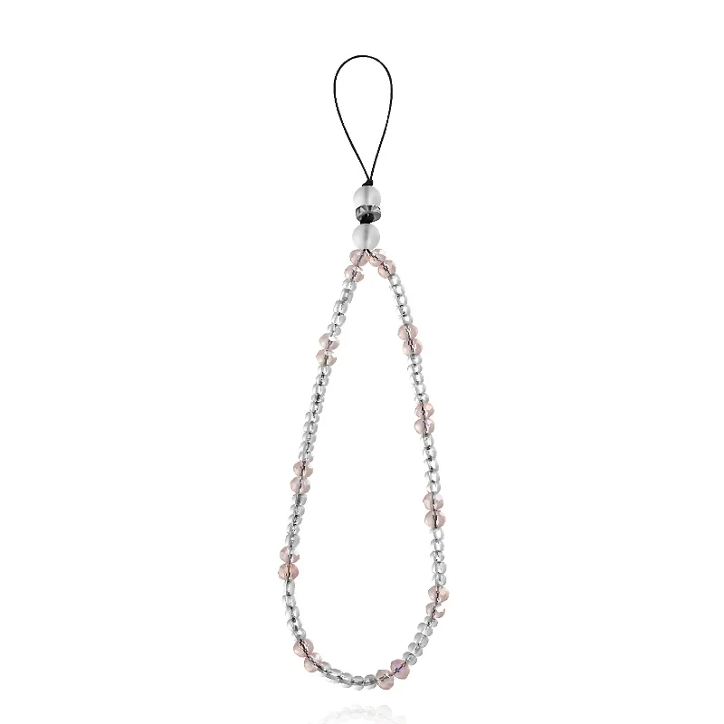Elegant Pearl and Cherry Beaded Phone Chain and Charm Keychain Accessory