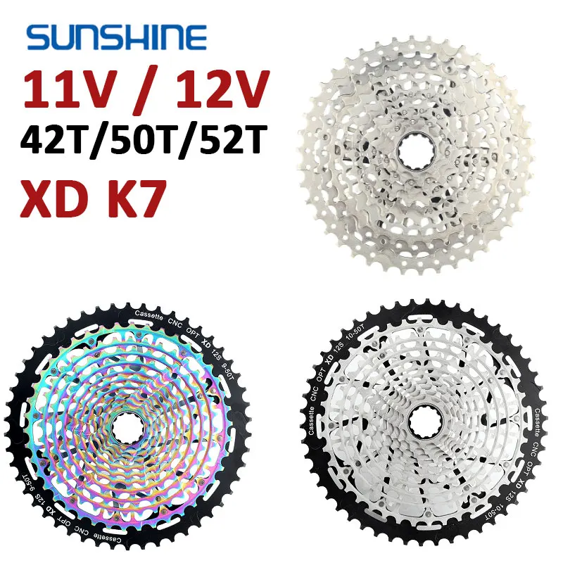 

Sunshine XD Cassette CNC 11V 12V MTB Flywheel 10-50T 52T Sprockets 9-50T 9-42T Mountain Bike 12V K7 Biycle part for SRAM GX EAGL