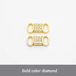 Luxury Rhinestone Shoe Charms with Colorful Diamonds and Fashion Shoelaces - Elegant Sneaker Decorations (Set of 2) (Gold color diamond)