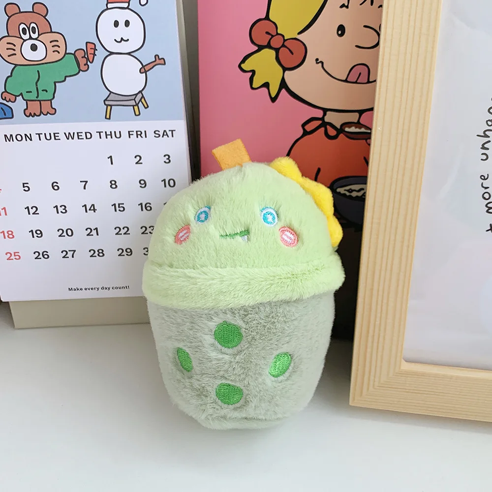 Wholesale 40pcs/lot 10cm cartoon animal Dog Rabbit Plush keyring Toys cute Milk Tea Cup Stuffed Pendants keychain Gifts 2