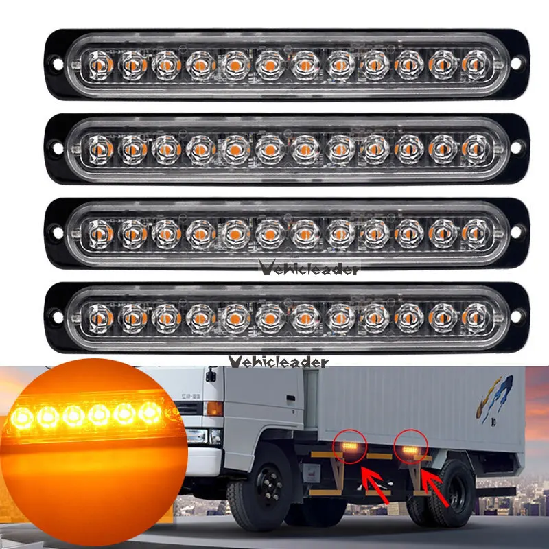 4pcs 12V/24V 12 Led Car Trailer Truck Motorcycle side marker light