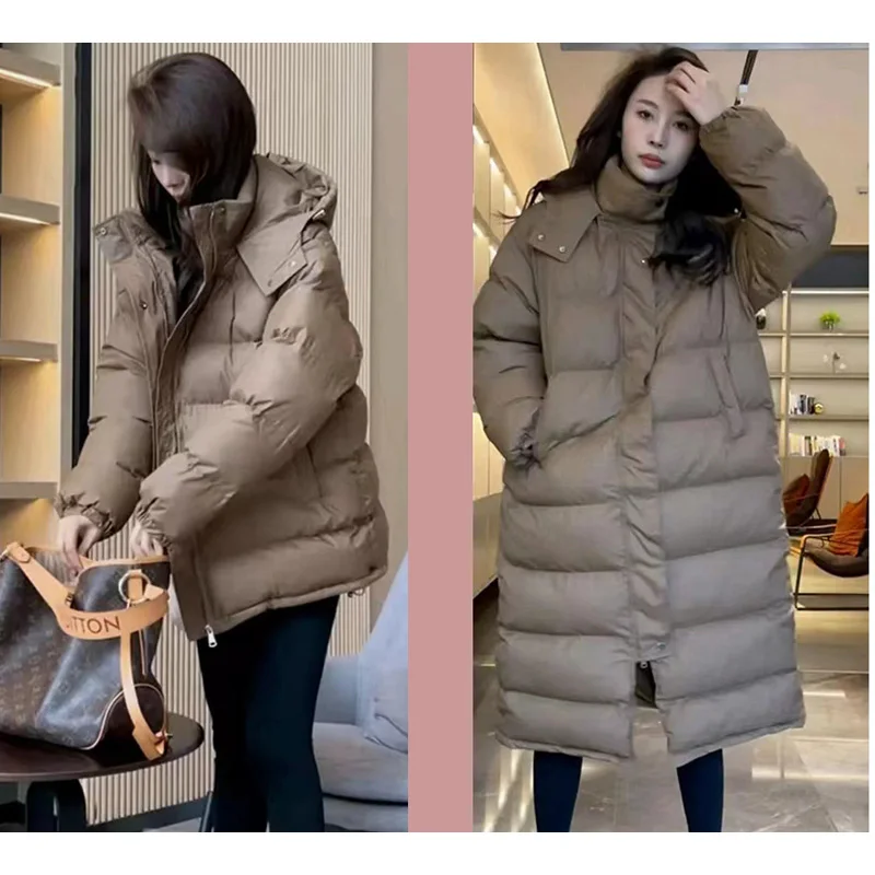 

2022 White Short Long Lovers Down Jackets Winter Thicken Solid Color Down Bread Coats Warm Hooded White Duck Down Women Coats