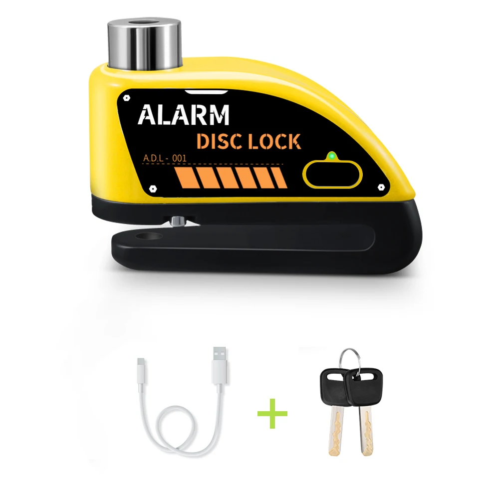 Rechargeable Waterproof 120dB Loud Motorcycle Anti-Theft Alarm Disc Brake Lock