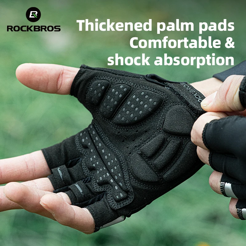 ROCKBROS Bike Gloves Men Women Breathable Shockproof SBR Palm Cycling Shorts Gloves MTB Road Sports Half Finger Cycling Gloves 3