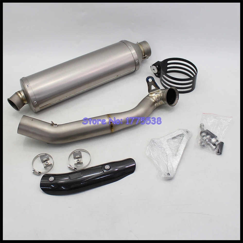 For KTM 890 SMT 2023 Titanium Alloy Motorcycle Exhaust Escape moto Muffler Can Middle Link Pipe with Carbon Shield Cover Clamp - Image 2