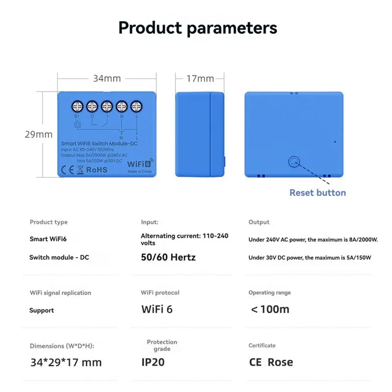 최고 등급 스마트 홈 DIY 차단기 릴레이, Wifi 6 스마트 스위치 DC/AC 중성선/활선 접점 릴레이 기능 제어, 건식 접점