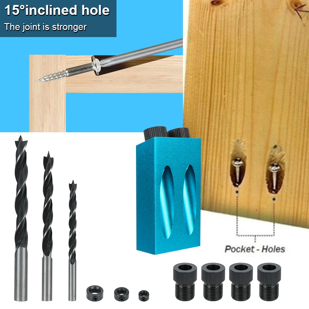 14-Piece Pocket Hole Jig Kit – Woodworking Drill Guide Set With 15° Angle For Perfect Joints