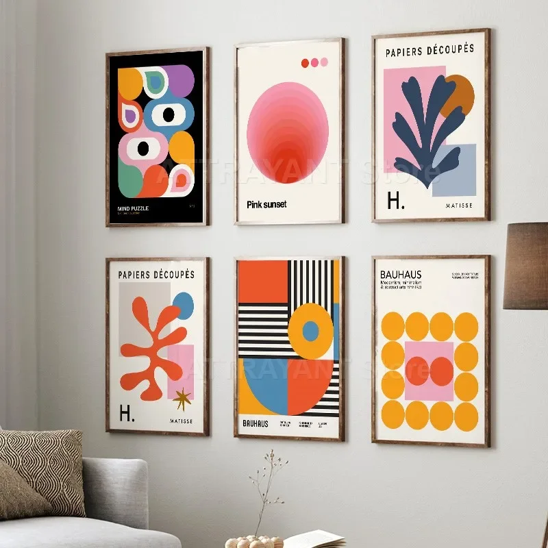 

Colorful Bauhaus Mitisse Exhibition Geometric Poster Modern Wall Art Prints Canvas Painting Abstract Pictures Living Room Decor