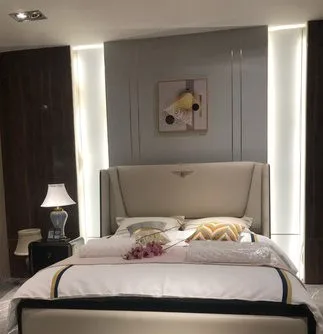 

Light luxury bed simple leather bed bedroom wedding bed villa furniture custom comfortable wood based panel big bed
