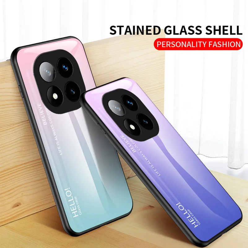 Gradient Tempered Glass Protective Glossy Back Cover Case