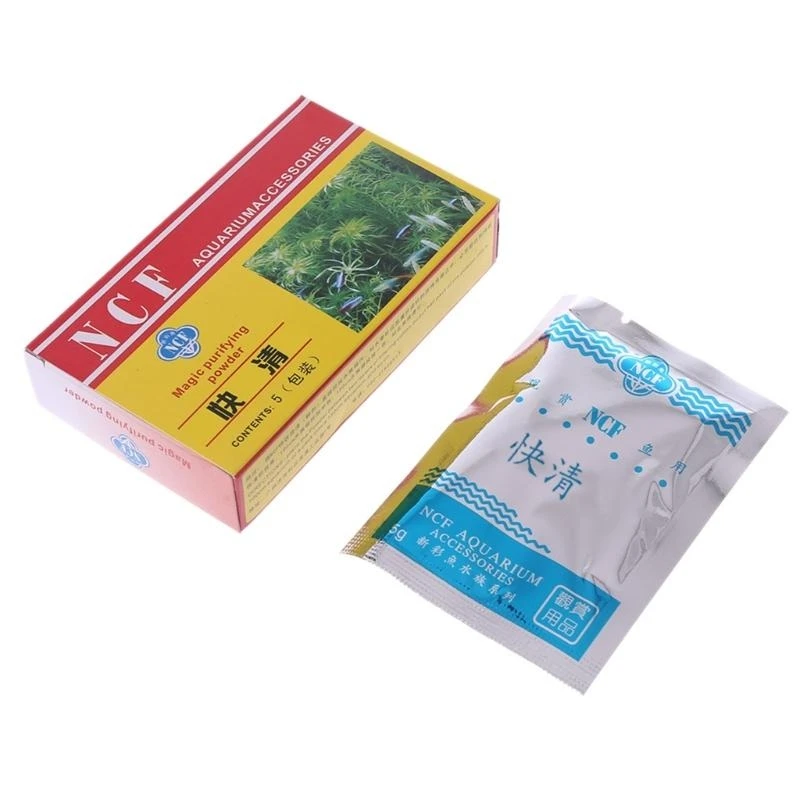 5 Bags Aquarium Water Conditioner Clarifier Cleaner Powder Fish Tanks Water Cleaning Efficient Immune Bactericide