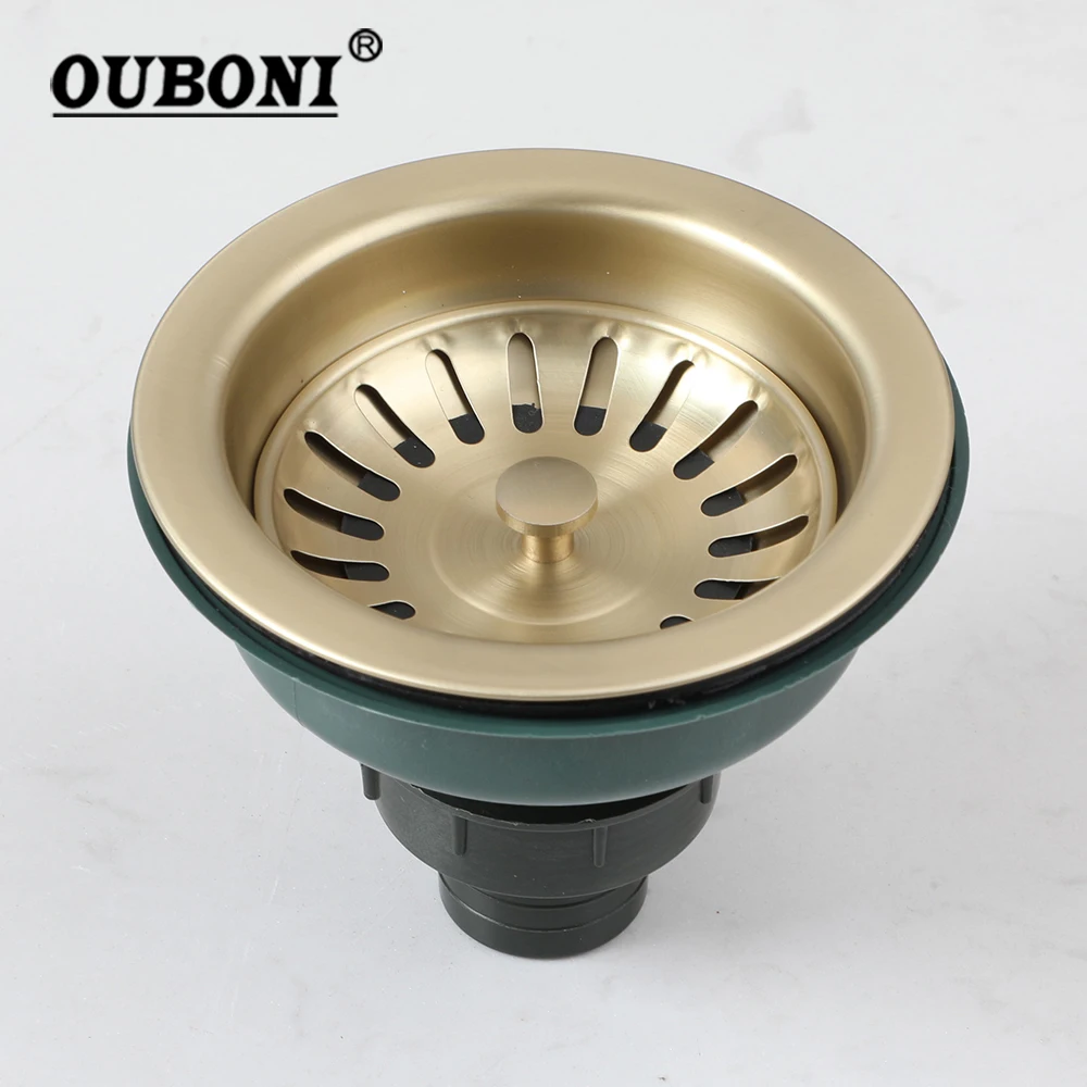 OUBONI Antique Brass Kitchen Basin Accessories Stainless Steel Kitchen Strainer Drain Sink Waste Filter Plug