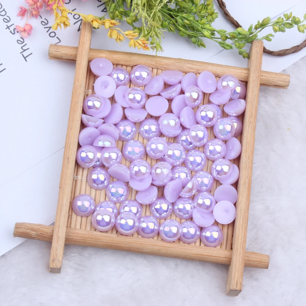 

Tanzanite AB Half Round Pearls 2-12mm And Mixed Sizes Imitation Flatback Glue On Resin Beads DIY Craft Embellishment