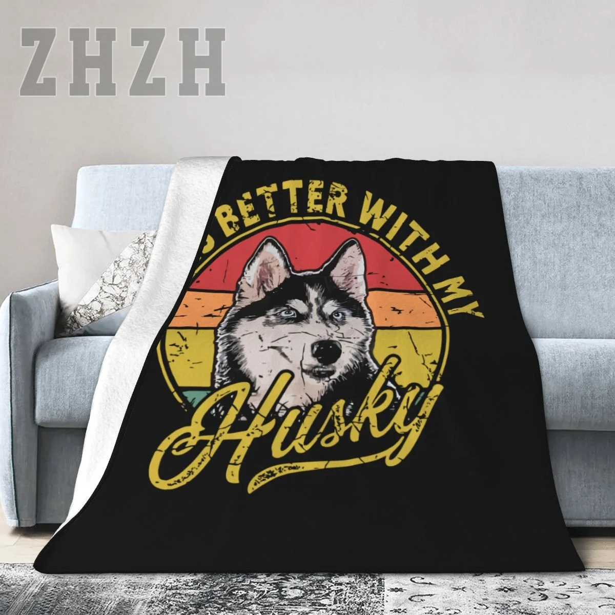

Life Is Better With My Siberian Husky Dog Blanket Flannel Multifunction Outdoor Camping Sofa Cover Single Keep Warm