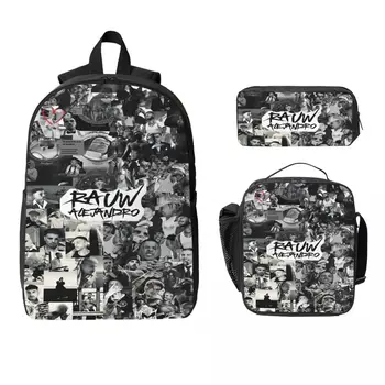 Rauw Alejandro Singer Rapper Kids Backpack Lunch Box Pen Bags for Boys Girls Backpacks School bag Bookbag Set 1