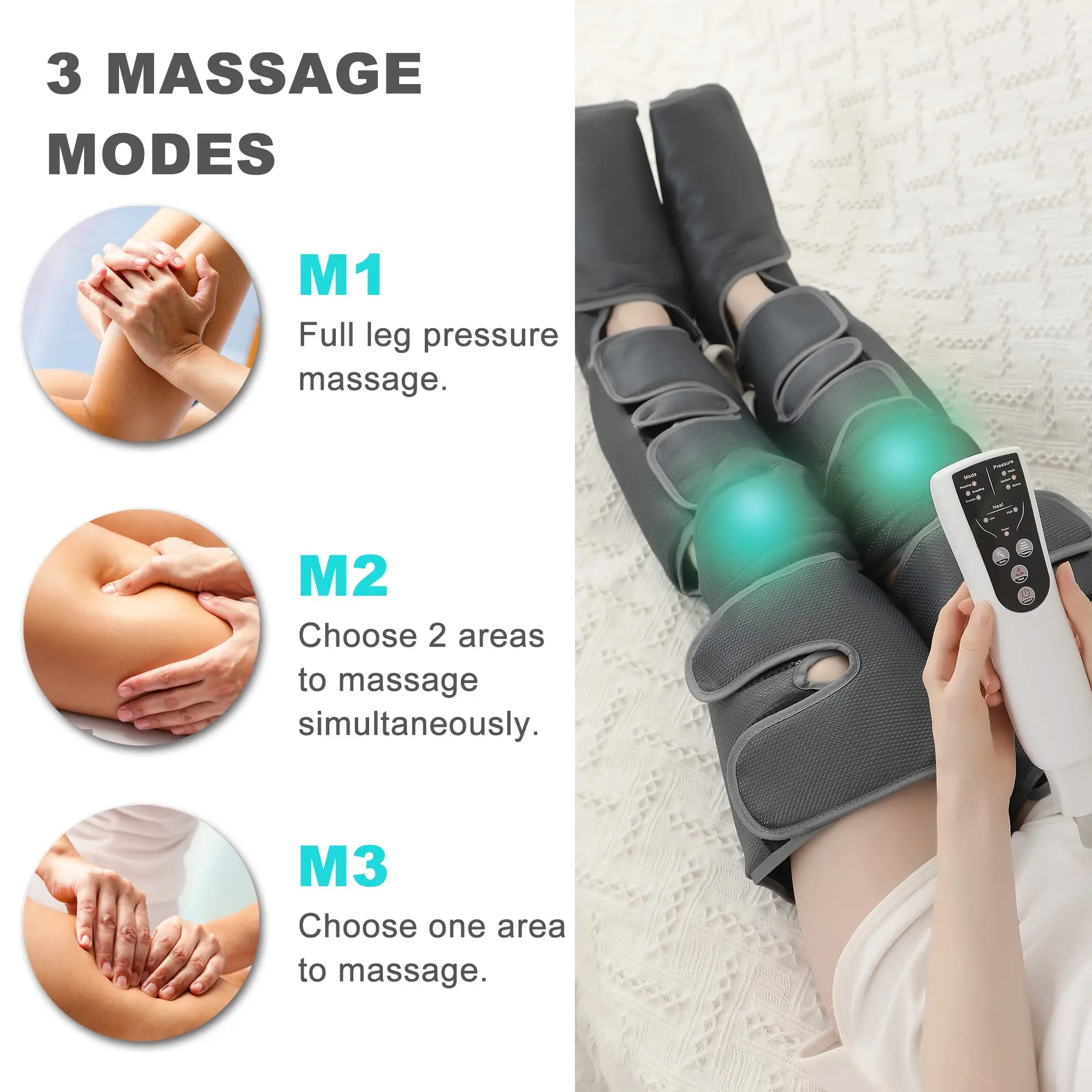 Benmassager Luftkompression til cirkulation Lægfødder Lårmassage Muskelsmertelindring Knæ Varme Lymfe_voghion.com