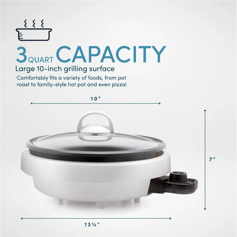 Aroma® 3Qt. Grillet® 3-in-1 Electric Indoor Grill - White 5