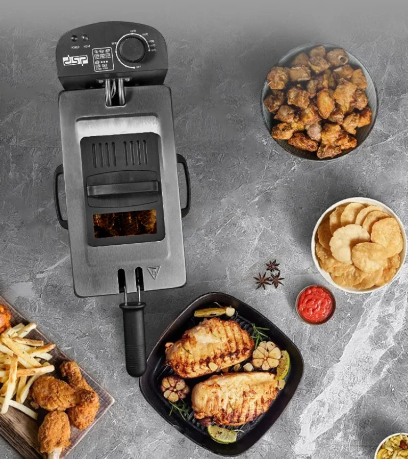 3L Electric Deep Fryer Household Multi-Function Deep Fryer French Fries 2200W Stainless Steel Electric