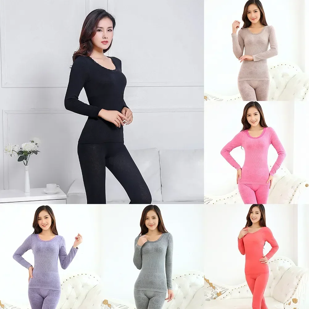 

Underwear Set Clothes Sleepwear Base Thermal 2pcs Women Soft Layer Seamless Top+bottom Johns Lingerie Winter Warm Long Thick