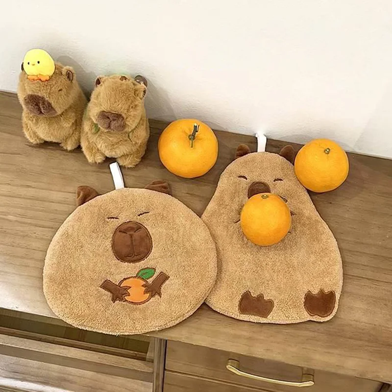 Cute Capybara Hand Towel Kapibala Kitchen Cleaning Towels Hanging Hand Towels Absorbent Wipe Dishcloths Soft Cleaning Cloth Rag 4