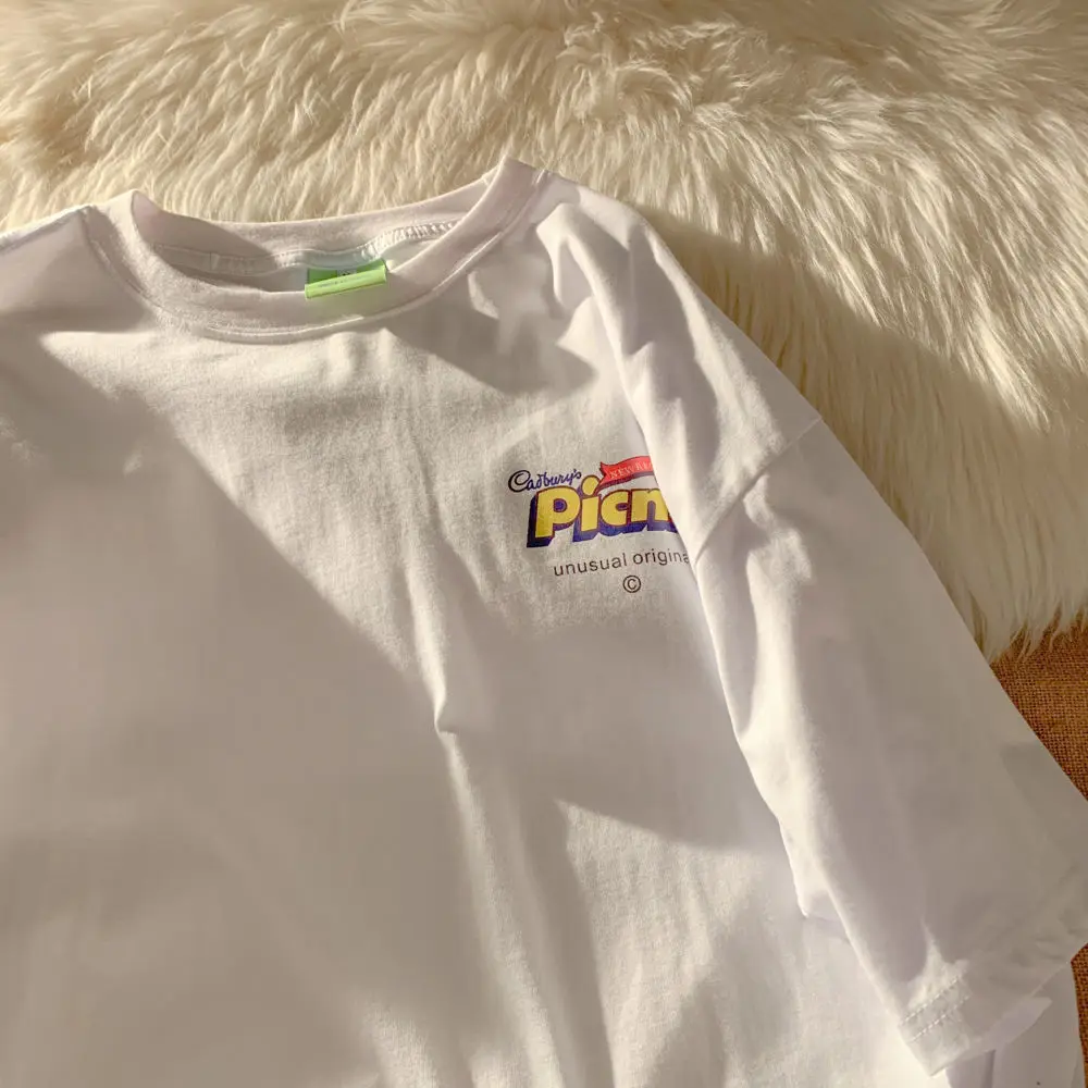 

Pure cotton summer letter printing short-sleeved t-shirt male and female students loose trend ins wild half-sleeved T-shirt