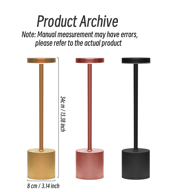 Description Picture 4 of itemKINSCOTER LED Rechargeable Touch Metal Table Lamp Three Colors Bedside Creative Ambient Light Bar Outdoor Decoration Night Light