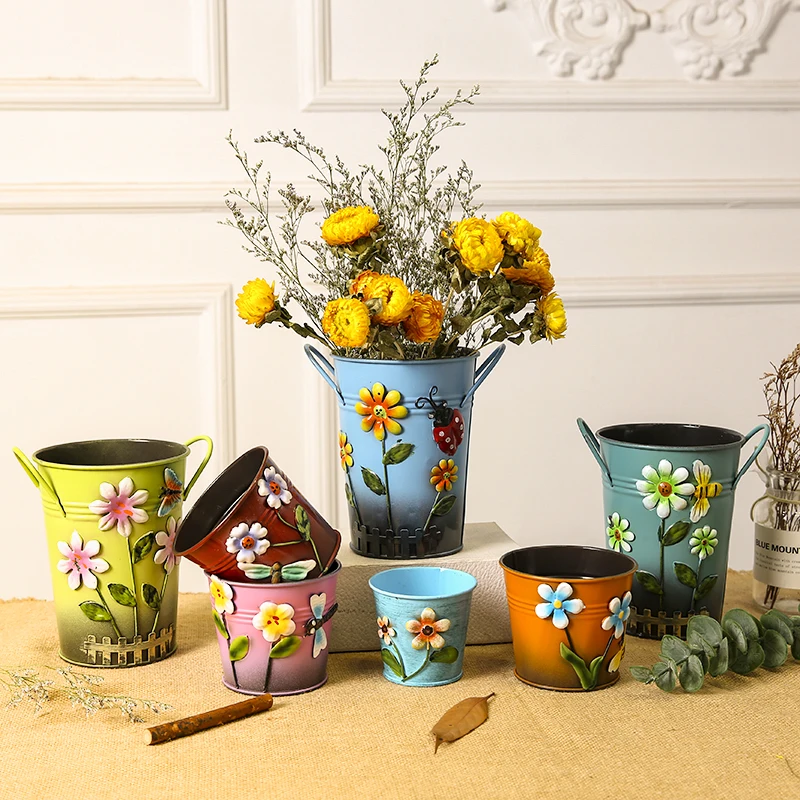 12 Pieces Meaty Small Bucket Toy Iron Bucket Flower Pot With Handle,  Succulent Flower Shop - AliExpress
