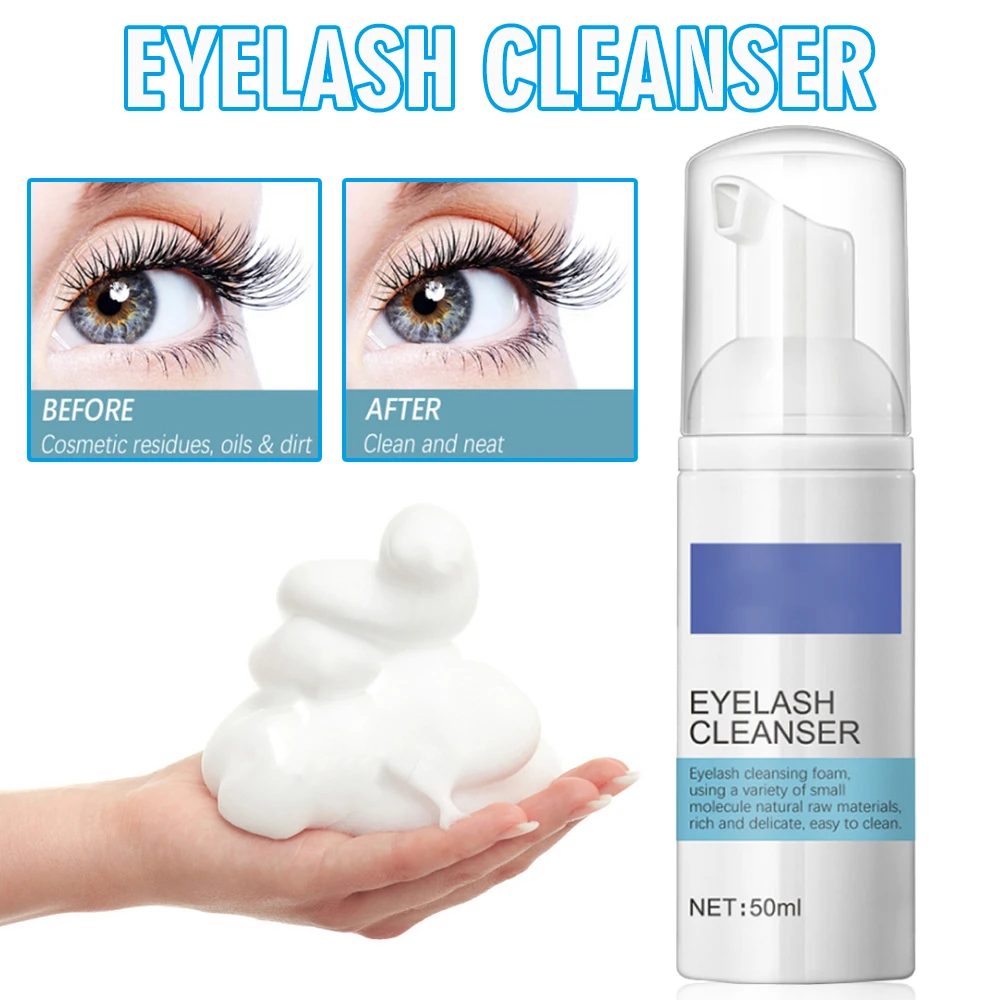50ml Eyelash Extension Eyelash Cleanser Lash Eyelid Foam Cleansers Gentle Deep Cleansing Eye