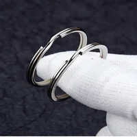 10/20 pièces porte-clés en acier inoxydable poli argent rond ligne plate porte-clés fendu pour la fabrication de bijoux porte-clés bricolage trouver 25-35mm 2