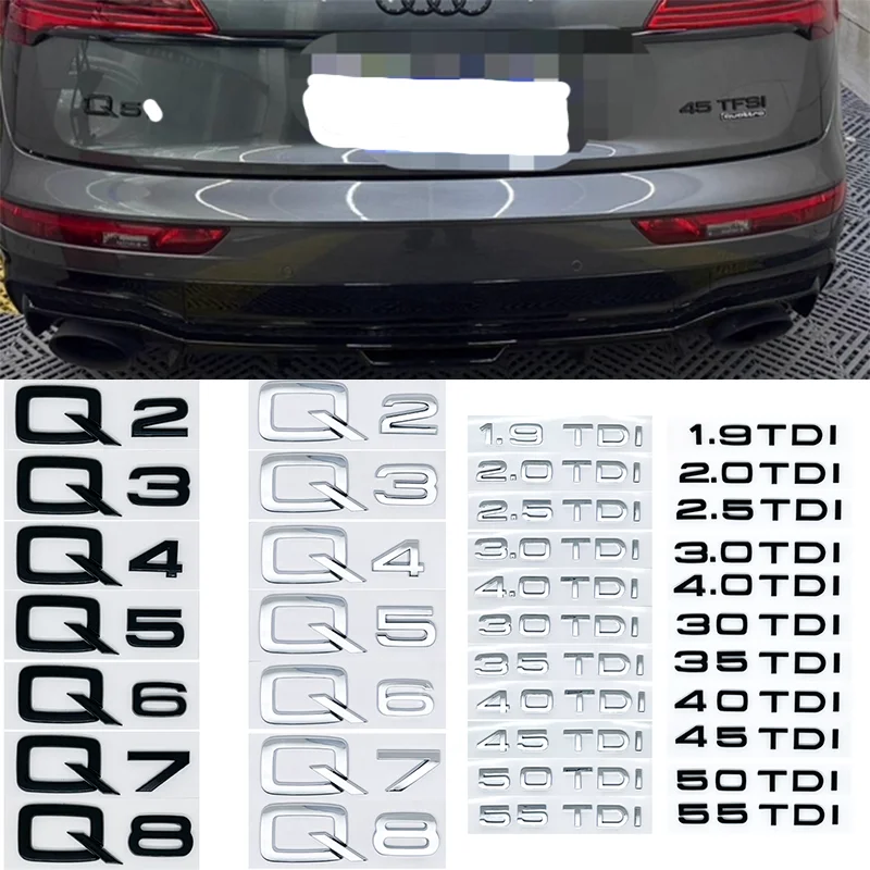 Adesivo 3D per bagagliaio auto in ABS 2.0 2.5 3.0 4.0 5.0TDI 30 35 40 45 50 55 TFSI TDI per A1 A3 A4 A5 A6 A7 A8 Q2 Q3 Q5 Q7 - immagine 2