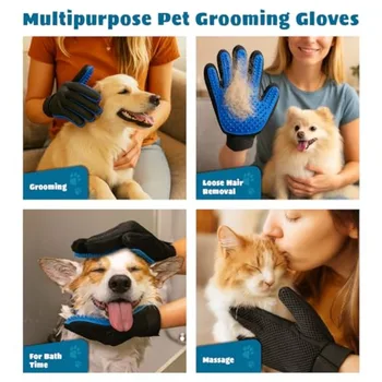 Pet grooming glove used during bath time