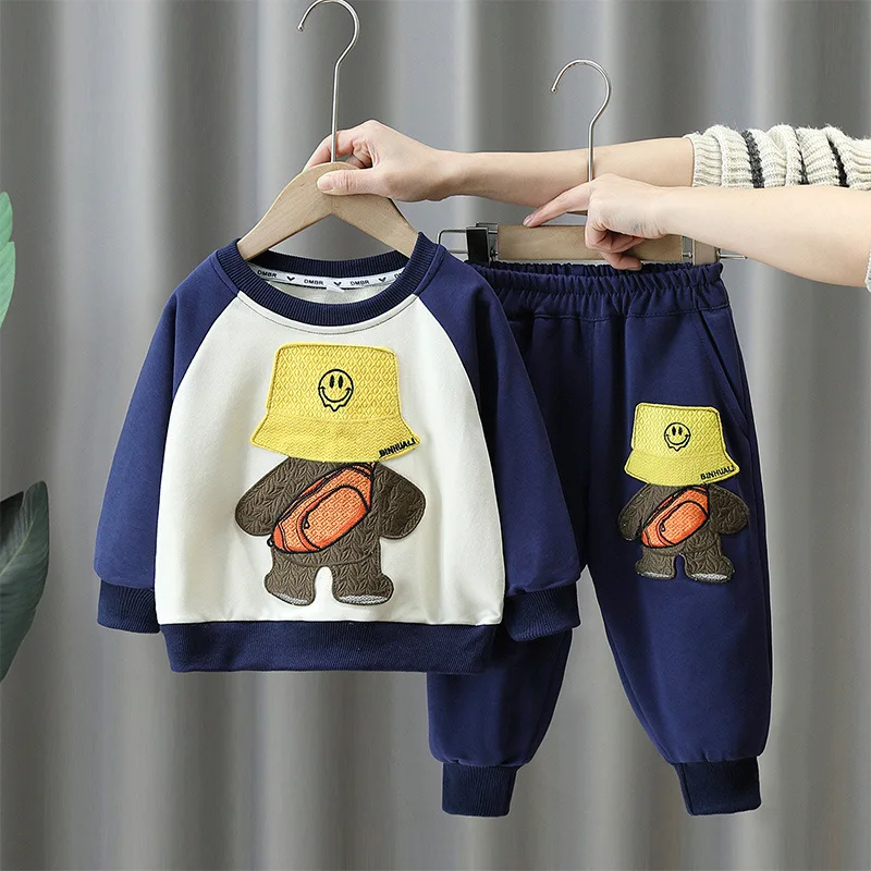 

Spring Autumn Casual Boys Cotton Loose Sweatshirt Tops+Pants 2pcs Set School Kids Tracksuit Children Outfit Suit 2-10Yrs